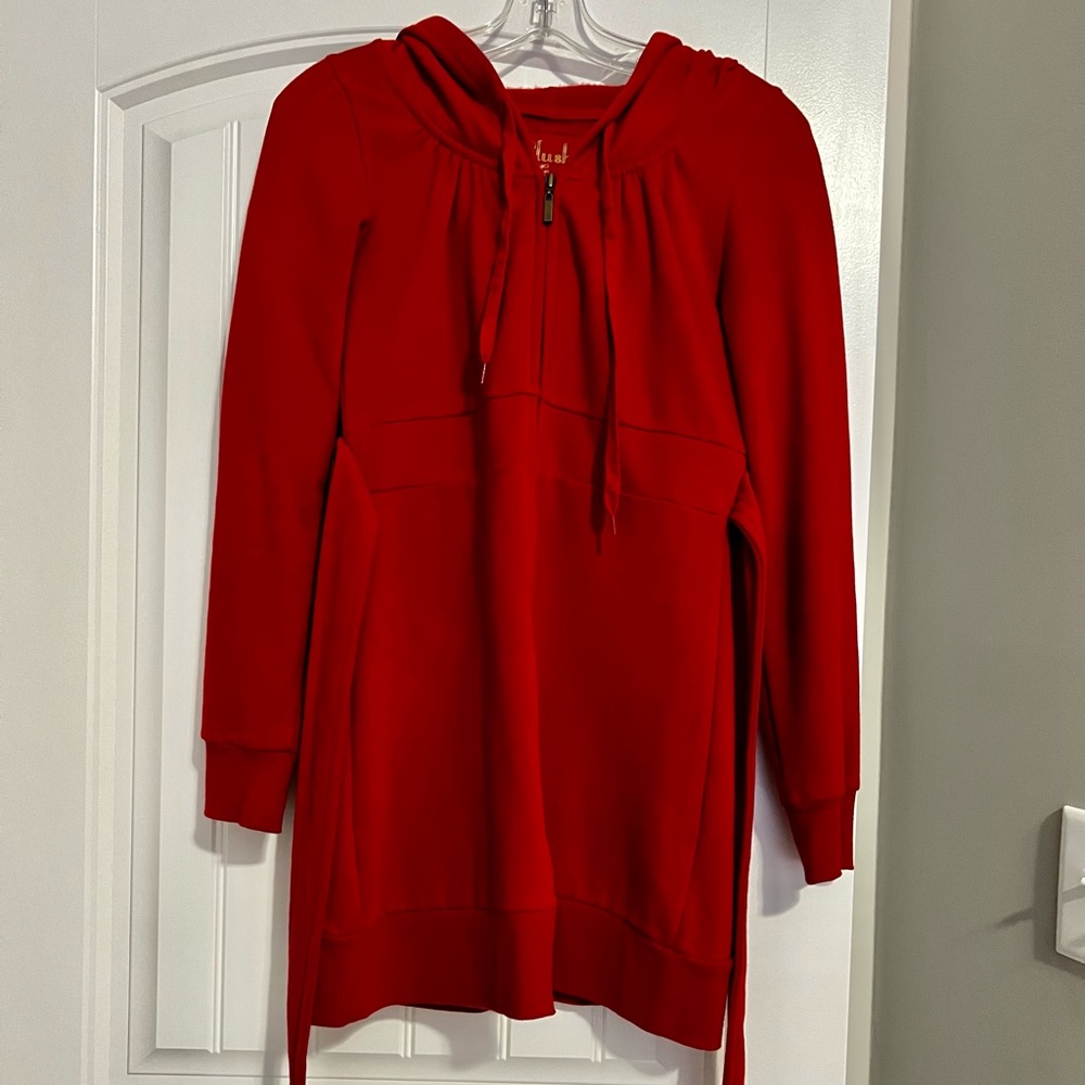 Red Plush and Lush tunic-length jacket
